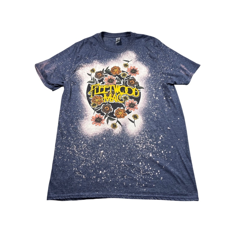 Fleetwood Mac Graphic Tee Large Bleached Band Shirt Floral Rock Tee